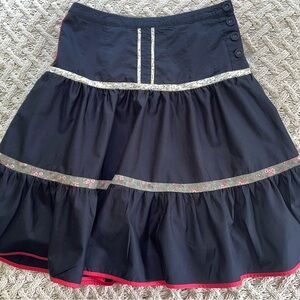 Elevenses Anthropologie Black Tiered Ruffled Twirl Peasant Skirt size 2